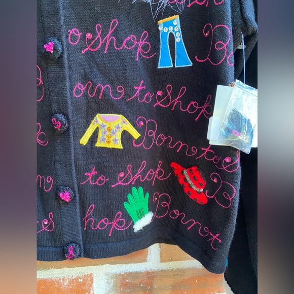 💐NEW👜Berek “Born to Shop” Embellished Cardigan Sweater Size L👒 - Picture 10 of 16